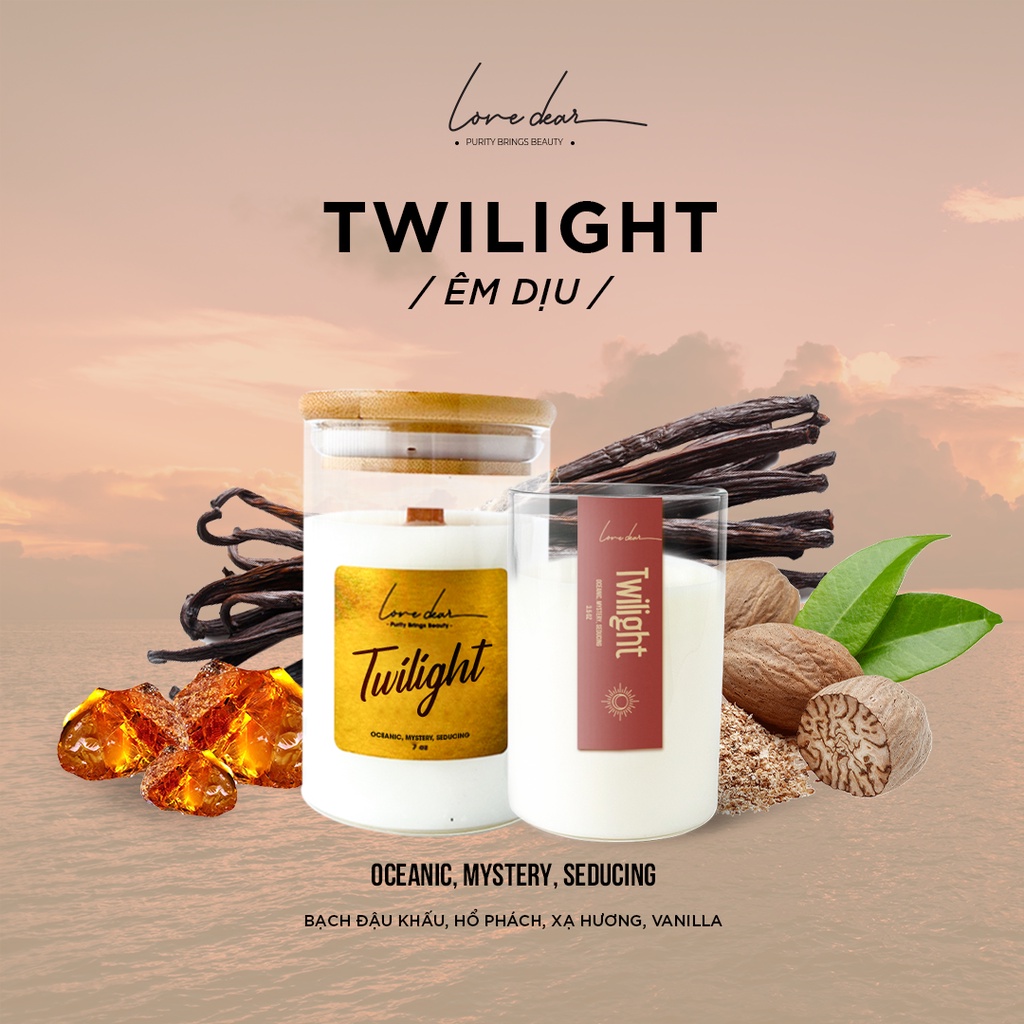 Nến Thơm Phòng Cao Cấp LoveDear Twilight Từ Tinh Dầu Thiên Nhiên và Sáp Cọ - Trang Trí Decor 100g &amp; 200g