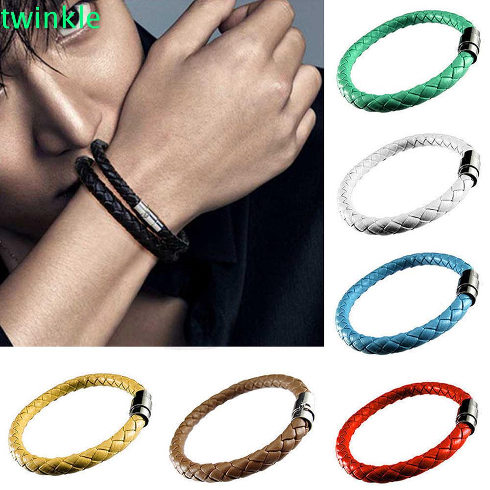 1 Vòng Tay Dây Da Pu Khóa Nam Châm Thời Trang