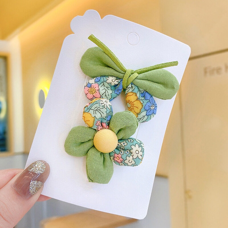Set 2 Kẹp Tóc Hình Bướm/Hoa/Cánh Bướm Kiểu Hàn Quốc Đáng Yêu Dành Cho Bé Gái