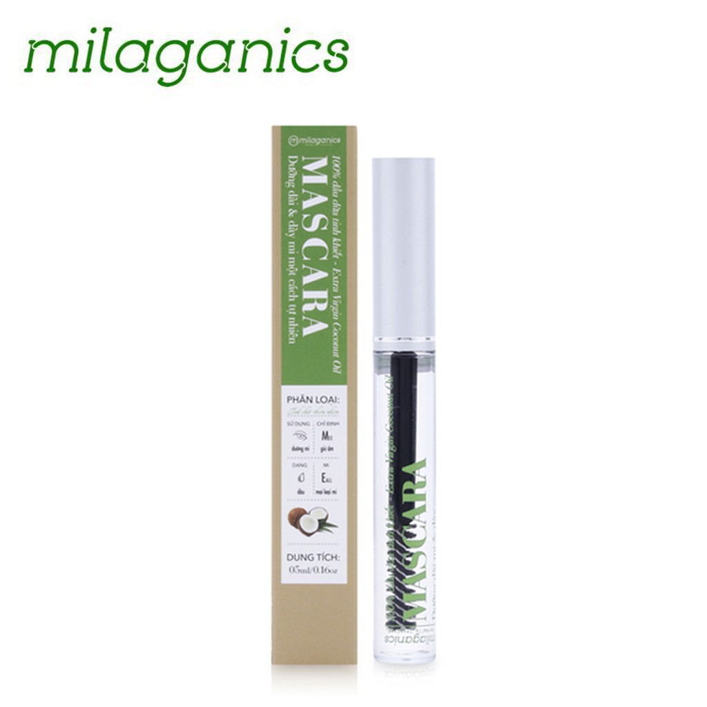 Mascara Dầu Dừa Dưỡng Dài Mi Milaganics 5ml