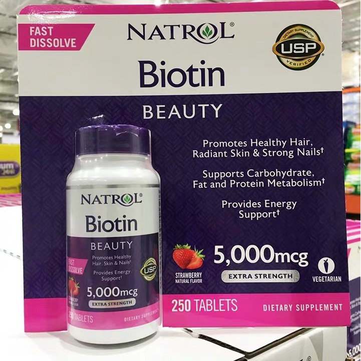 VIÊN UỐNG BIOTIN NATROL HỘP 250 VIÊN - HÀNG MỸ 100%