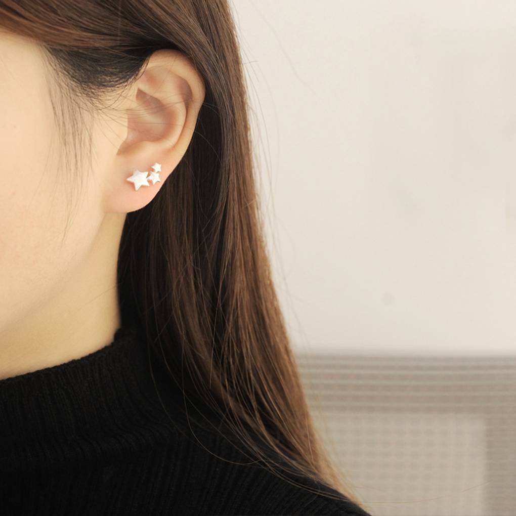 Khuyên tai mạ bạc S925 hình ngôi sao xinh xắn