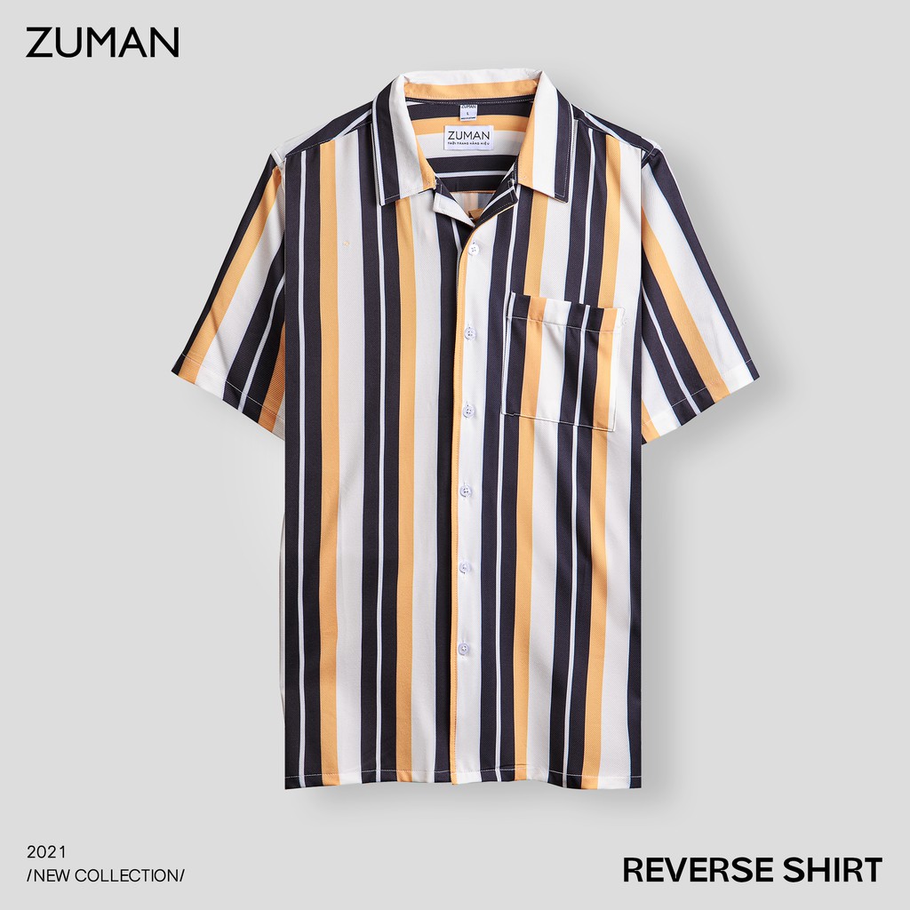 Áo sơ mi nam họa tiết tay ngắn Revere Shirt ZUMAN ASM201 form suông, chất lụa chéo cao cấp, thoáng mát