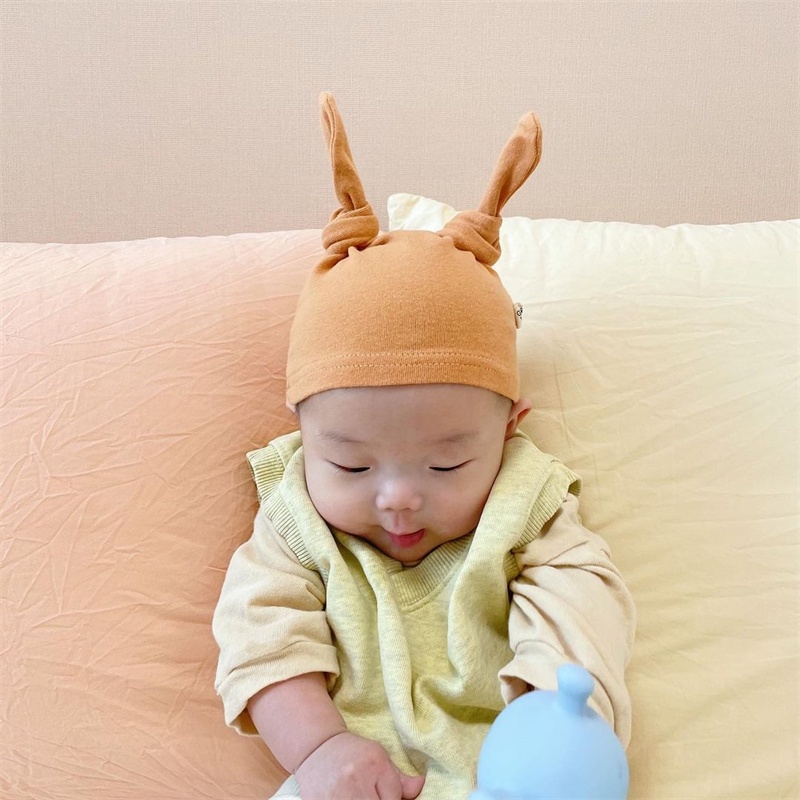 Mũ Cotton Mềm Mại Màu Trơn Thắt Nút Có 12 Màu Lựa Chọn Cho Bé