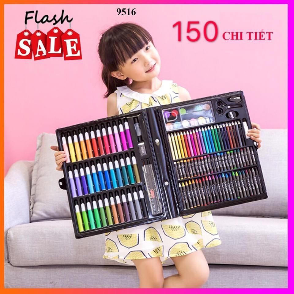 HỘP MÀU 150 CHI TIẾT SÁNG TẠO CHO BÉ TRÀ VÀ GÁI