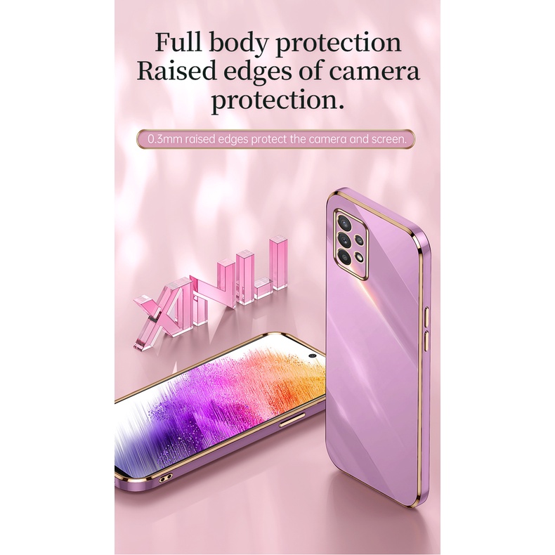 6D Straight Plating Frame Phone Cover For Samsung Galaxy A53 A73 5G A 53 73 53A 73A Soft TPU Shockproof Coque Fundas