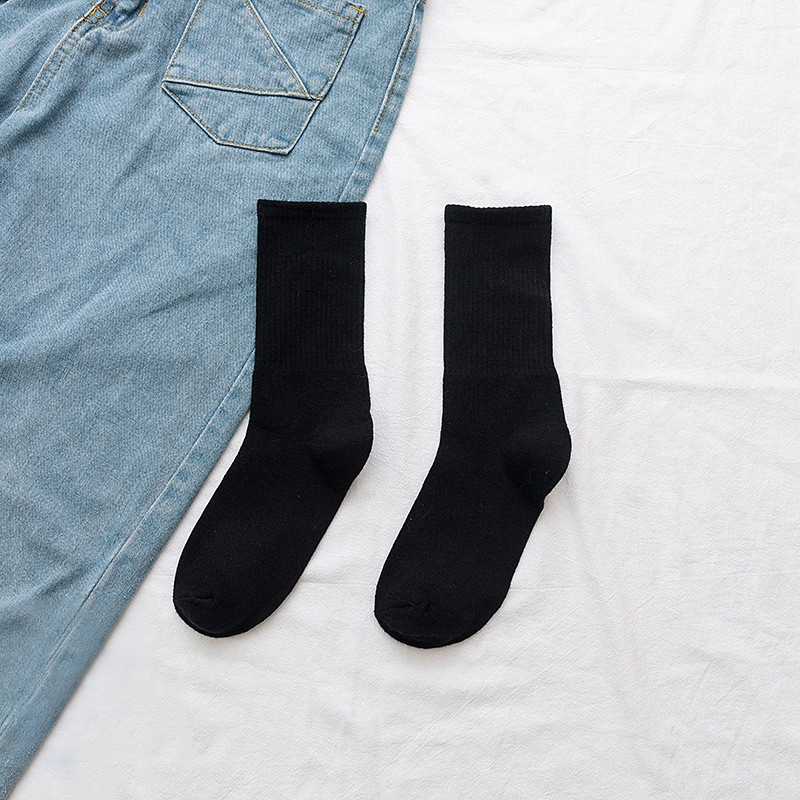 Tất trơn BROO vớ XX gân nam nữ cổ cao basic phong cách unisex Hàn Quốc 2 màu đen trắng