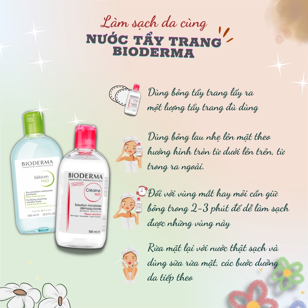 Nước tẩy trang Bioderma Pháp dành cho da dầu mụn và da nhạy cảm - Tem nhập khẩu chính hãng