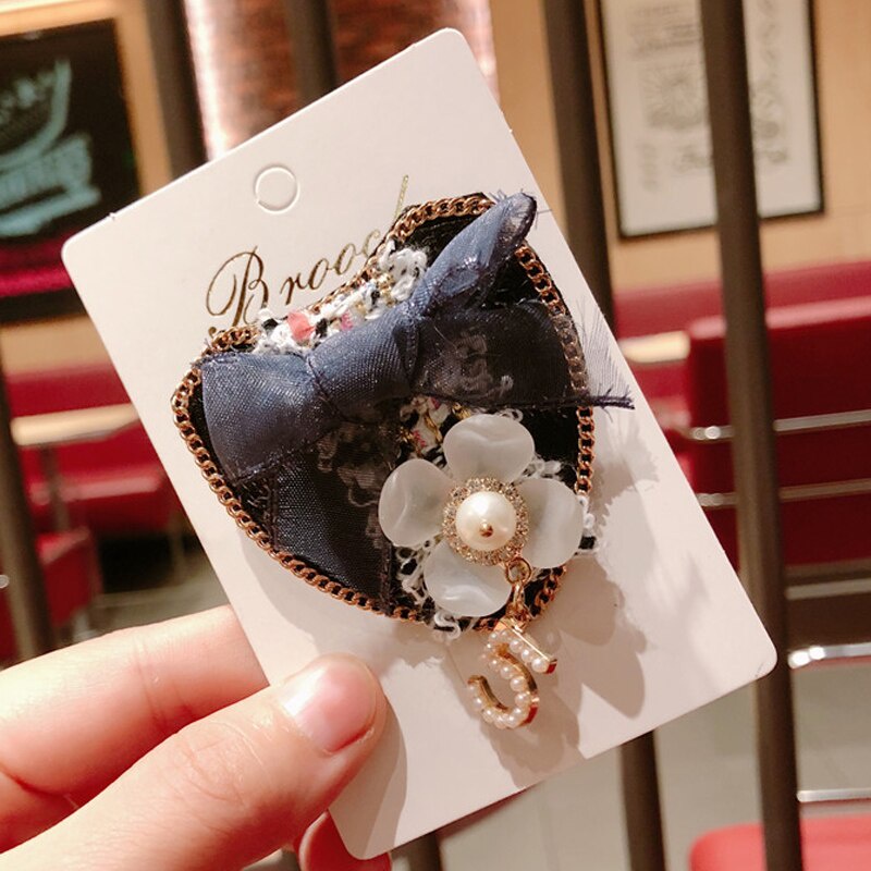 Ghim cài áo kiểu hoa trà đính đá thời trang dành cho nữ