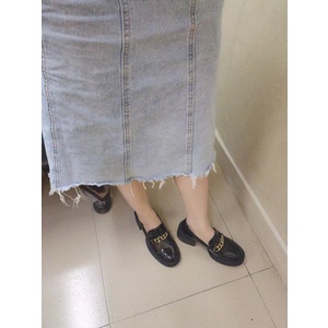 Giày cao gót WYW đen bóng đế vuông cao 6cm