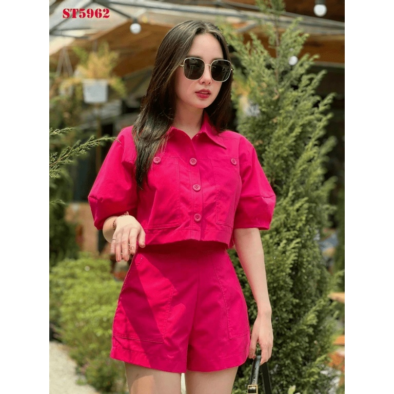 (Free Ship) STES TUYẾT MƯA ÁO SƠ MI TAY LỠ CÁCH TÂN DÁNG NGẮN PHỐI QUẦN SHORT CÙNG MÀU TRẺ TRUNG ĐẸP XUẤT SẮC UP Shop VL