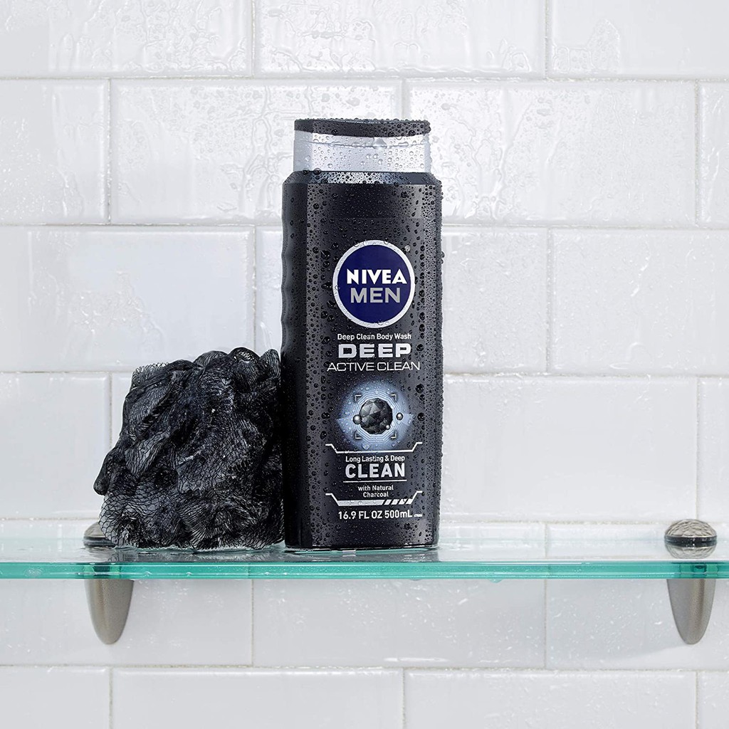 Sữa tắm cho nam giới NIVEA Men DEEP Active Clean Natural Charcoal Body Wash 500ml (Mỹ)