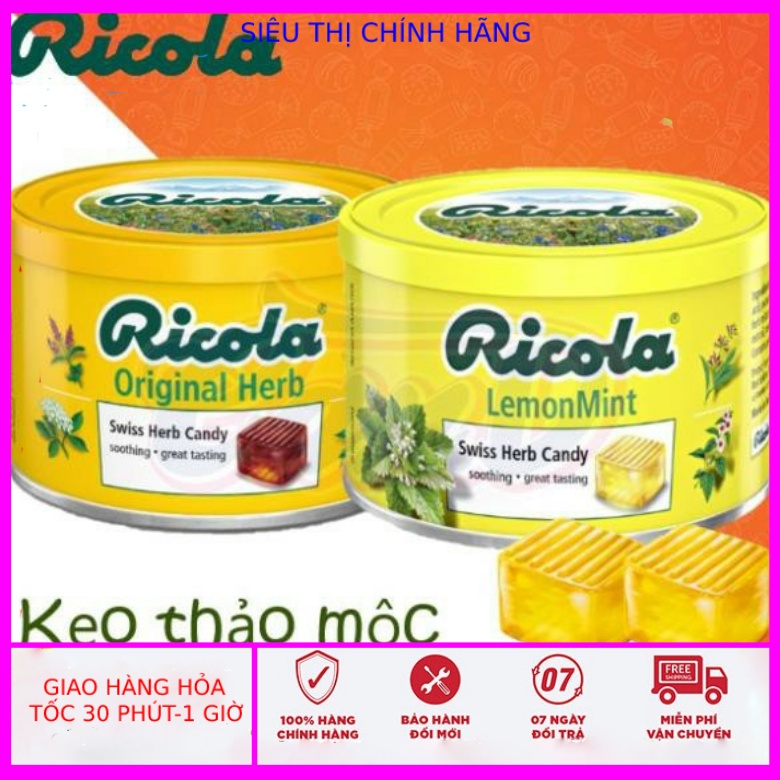 Kẹo Thảo Mộc Ricola Hộp Thiếc Lemon Mint / Original Herbs 100G