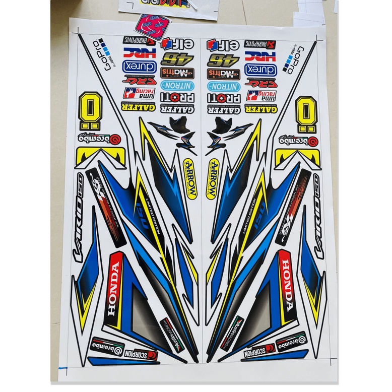 ( Quí khách vui lòng mang ra tiệm cho thợ dán ) Tem vario 150 xanh đen 25103