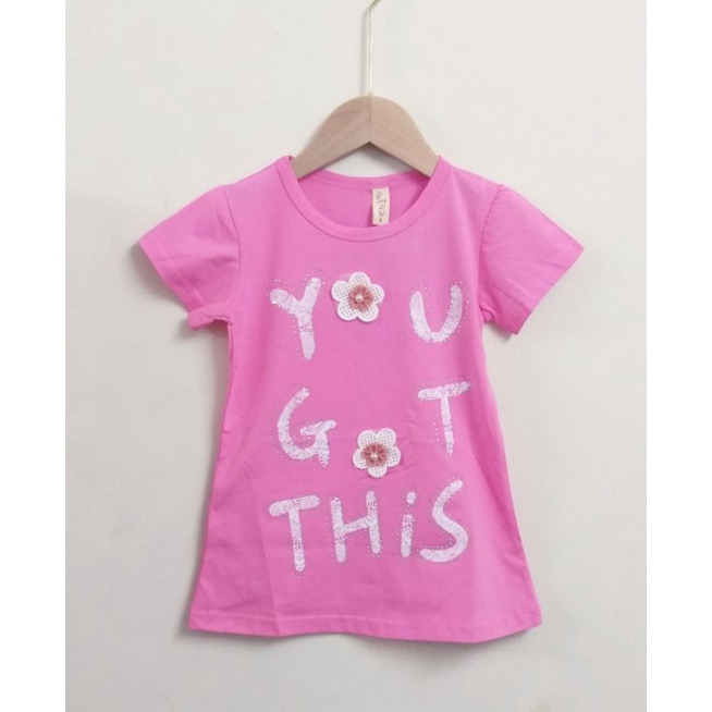 (Mới về)Áo thun cotton ngắn tay  You got this cho bé gái 17-33kg