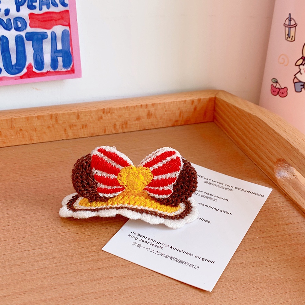 Kẹp tóc bằng len mềm mại dễ thương phong cách Nhật Bản cho bé gái