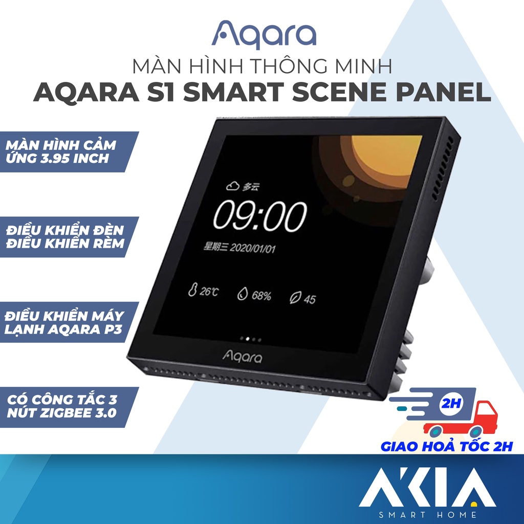 Màn hình cảm ứng Aqara S1 Smart Scene Panel 3.95 inch - Đổi màu đèn, Kéo rèm, Chỉnh nhiệt độ điều hoà, Cần trang bị hub