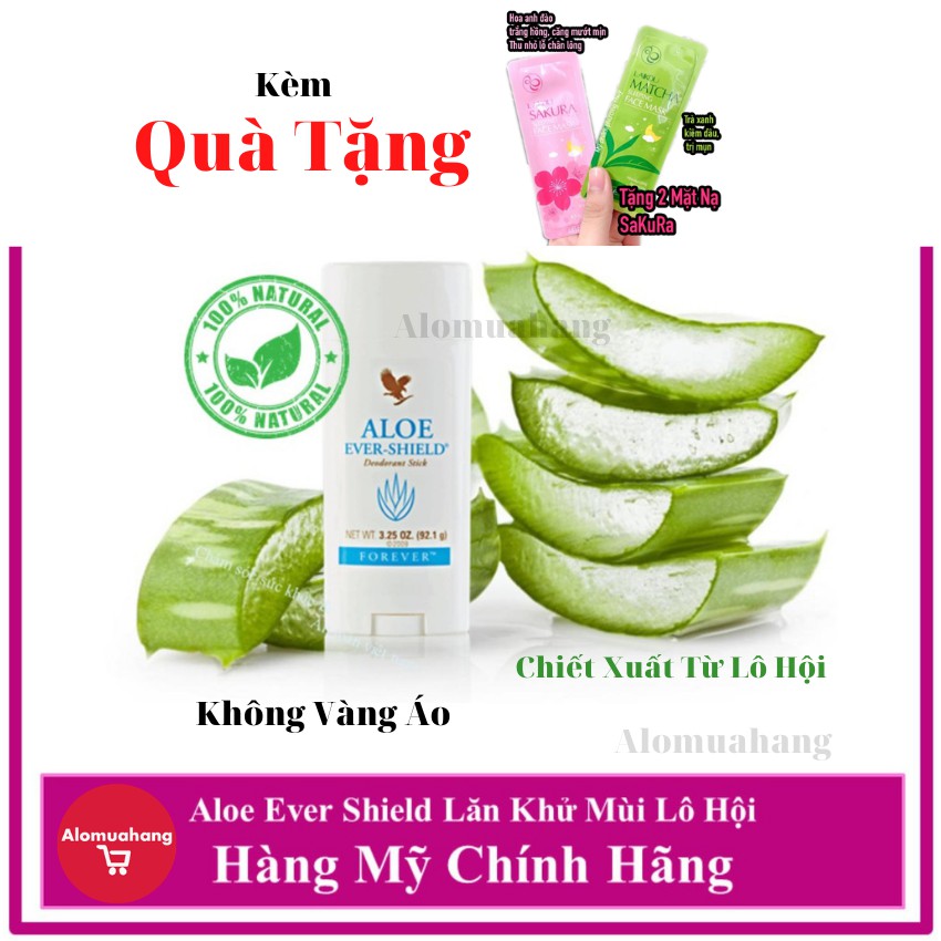 ✅ [Chính Hãng Kèm Quà Tặng] Lăn Khử Mùi Nha Đam Aloe Ever-Shield - Alomuahang