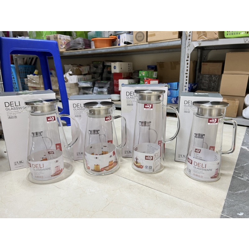Bình nước thủy tinh chịu nhiệt trong suốt Deli Glassware