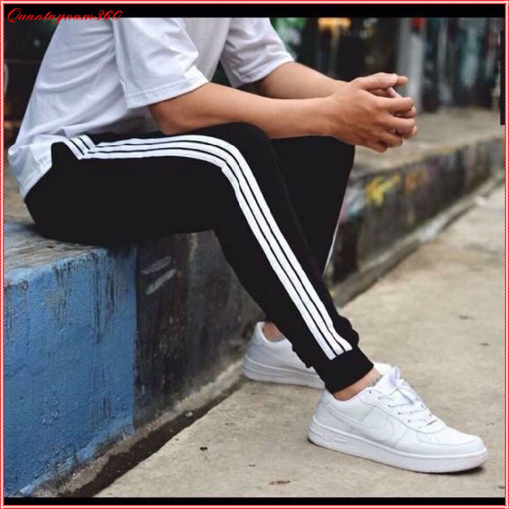 Quần thể thao nam nỉ dày dặn 3 sọc, Quần nam thu đông co giãn trẻ trung thời trang | BigBuy360 - bigbuy360.vn