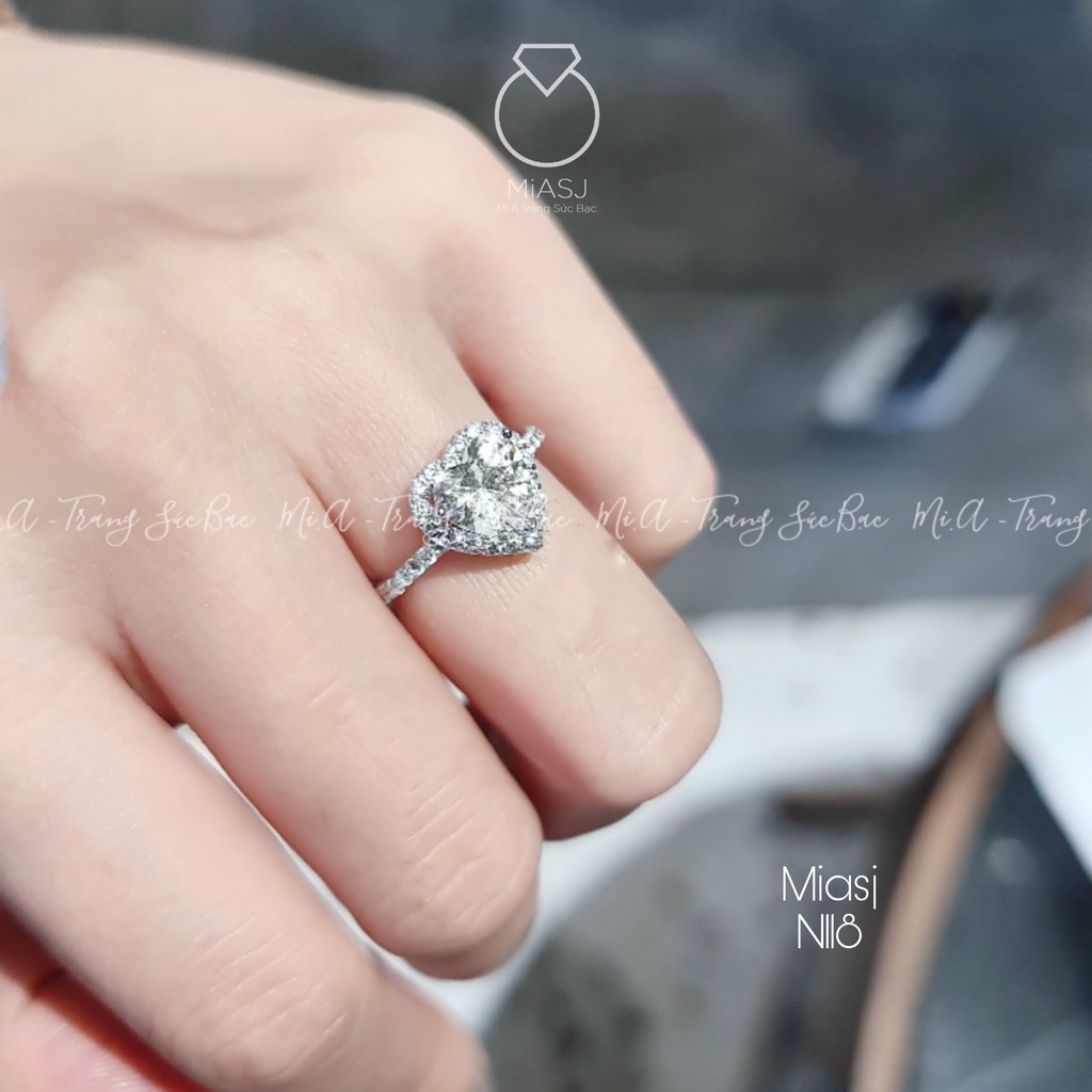 Nhẫn nữ Bạc Ý S925 kiểu tim thanh lịch N118 | MIASJ Trang sức bạc