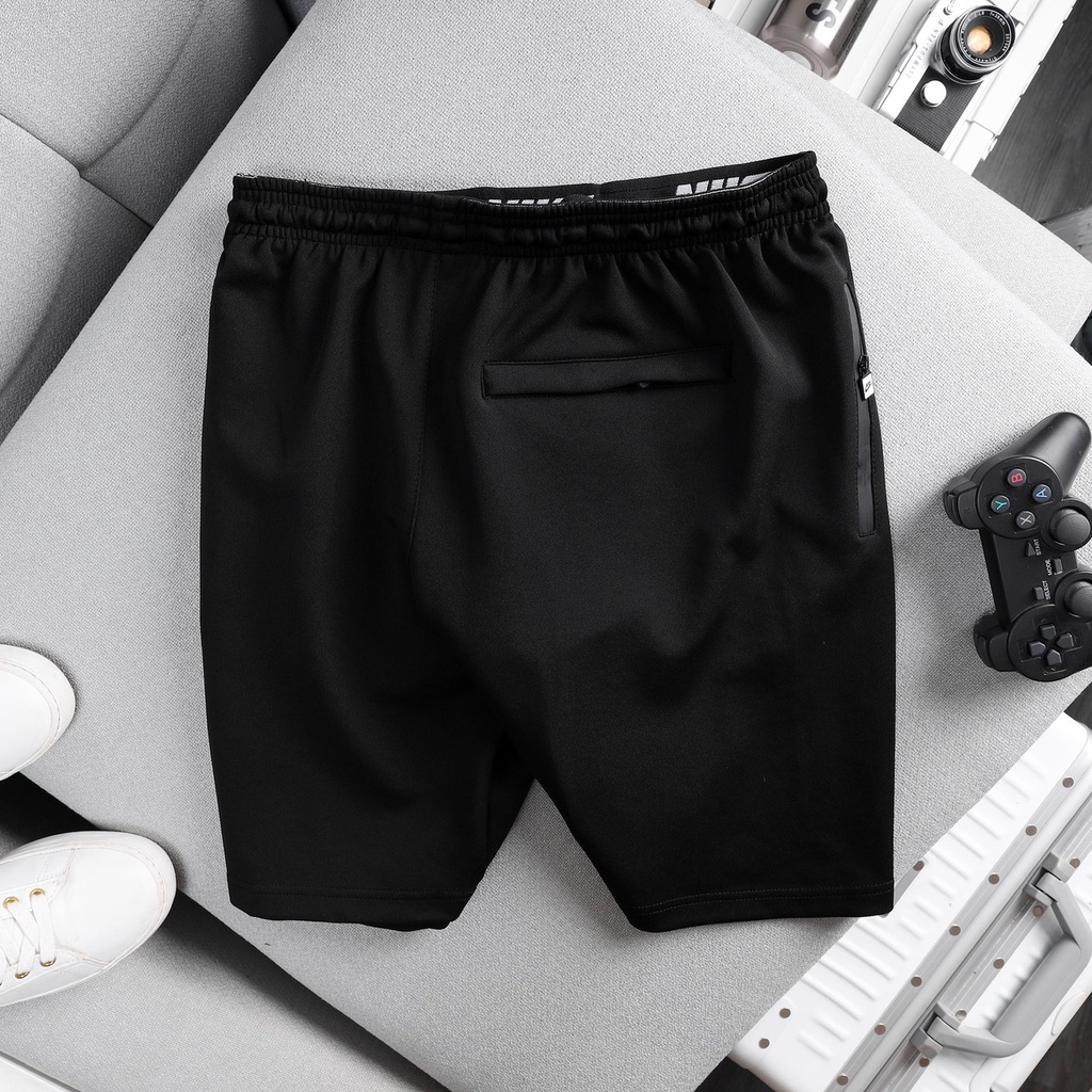 Quần short thể thao chạy bộ/tập gym chất thun PC dày dặn, co giãn, 3 túi khóa kéo 10220