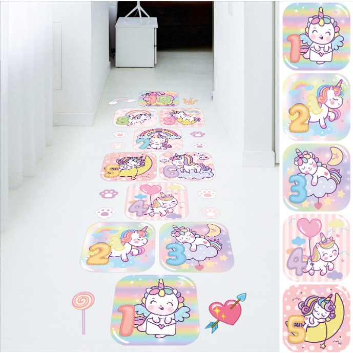 Decal trang trí tường - Ô lò cò kỳ lân hồng