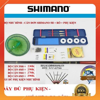 Trọn bộ cần câu tay shimano 5h + giỏ + phụ kiện