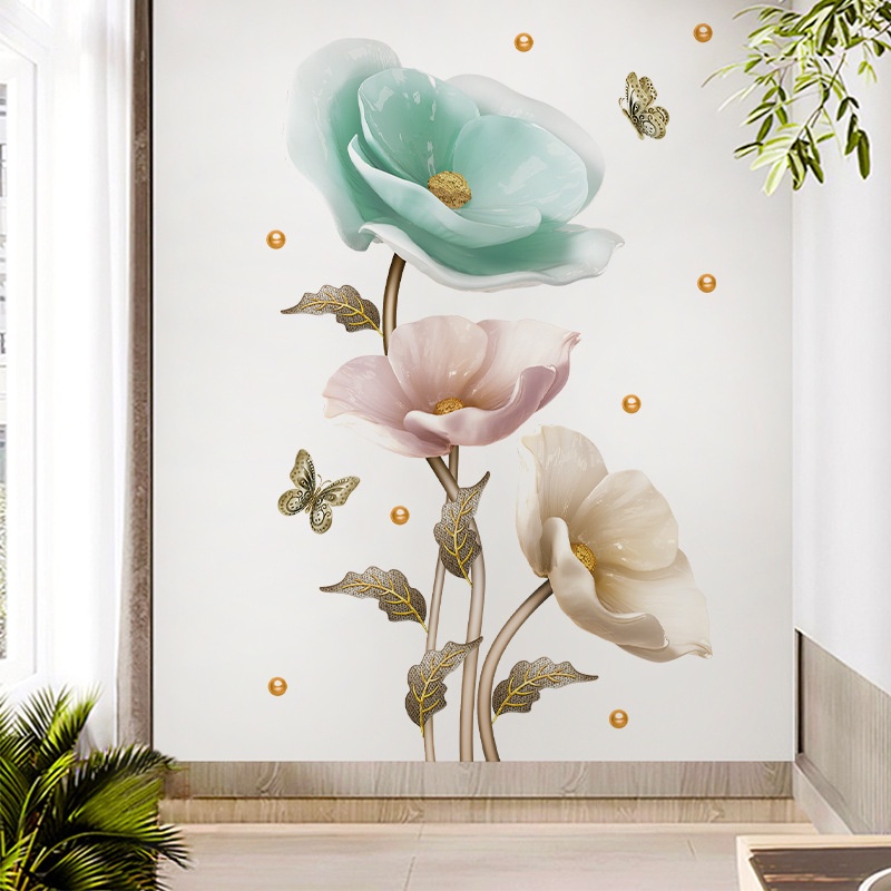 Decal dán tường hoa pha lê 3D mới