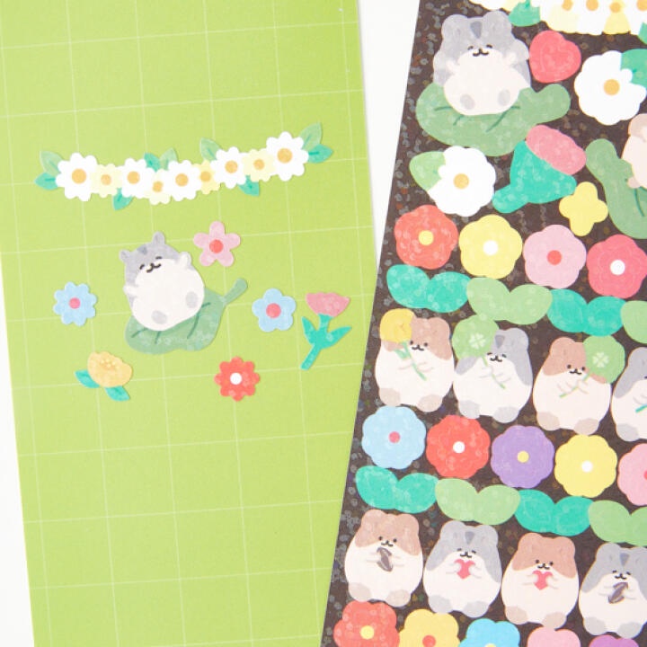 Set 2 Tấm Sticker ARTBOX Hàn Quốc Hình Chuột Hamster Và Hoa Xinh Xắn