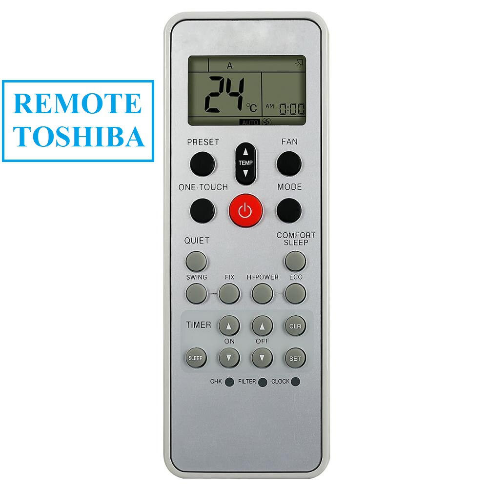 [Mã ELHA22 giảm 5% đơn 300K] Điều khiển Remote máy lạnh TOSHIBA màu ghi nút đỏ -Bh đổi mới -tặng pin tốt