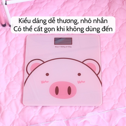 [Freeship] Cân sức khỏe 💝 Cân điện tử gia đình dùng pin AAA hình heo chính xác tiện lợi bảo hành 3 năm tặng kèm pin