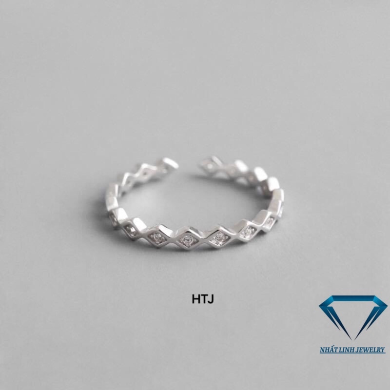Nhẫn nữ bạc ta đính đá hình thoi dạng hở dễ đeo - Kho sỉ bạc Nhất Linh