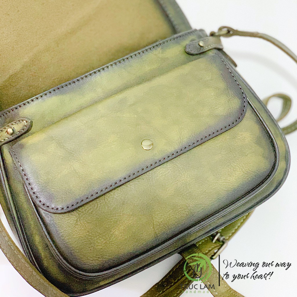Túi Đeo Chéo Thời Trang Nữ Da Thật Cao Cấp Họa Tiết Cành Hoa – Trúc Lâm Handmade