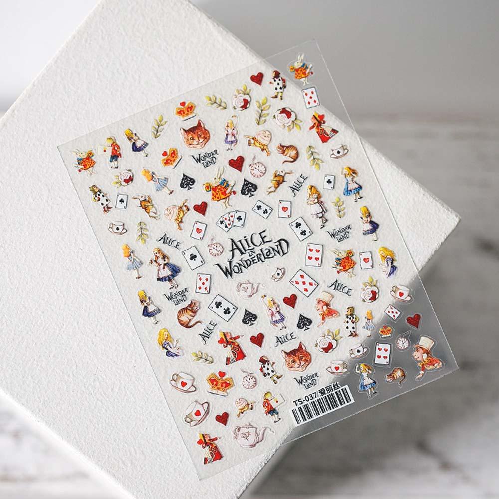 OCEANMAP Miếng Dán Trang Trí Móng Tay 5D Màu Trắng Đen Độc Đáo