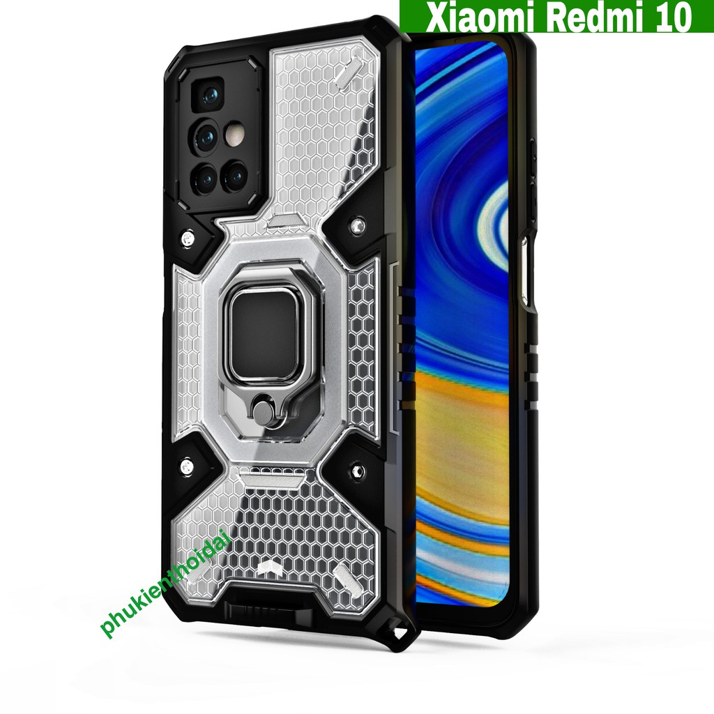 Ốp lưng Xiaomi Redmi 10 kiểu dáng tổ Ong Iring không gian mới chống sốc giá đỡ xem phim bảo vệ camera