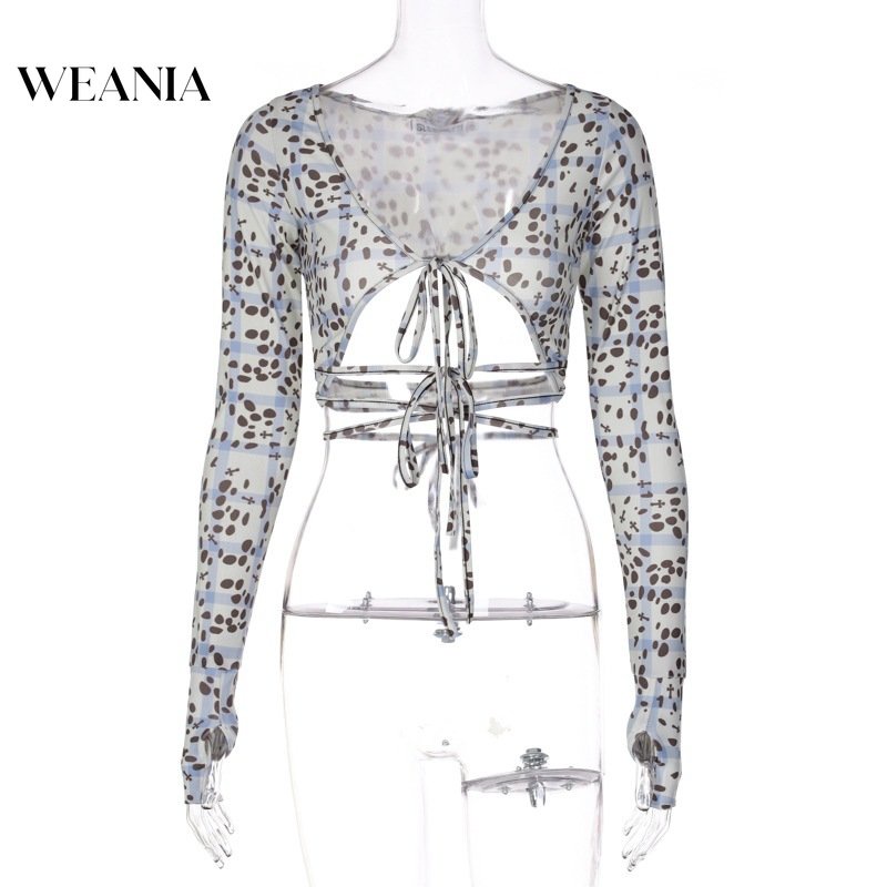 Áo Sơ Mi Tay Dài Cổ Chữ V Cột Dây Hoạ Tiết Chấm Bi Trẻ Trung Quyến Rũ Dành Cho Nữ