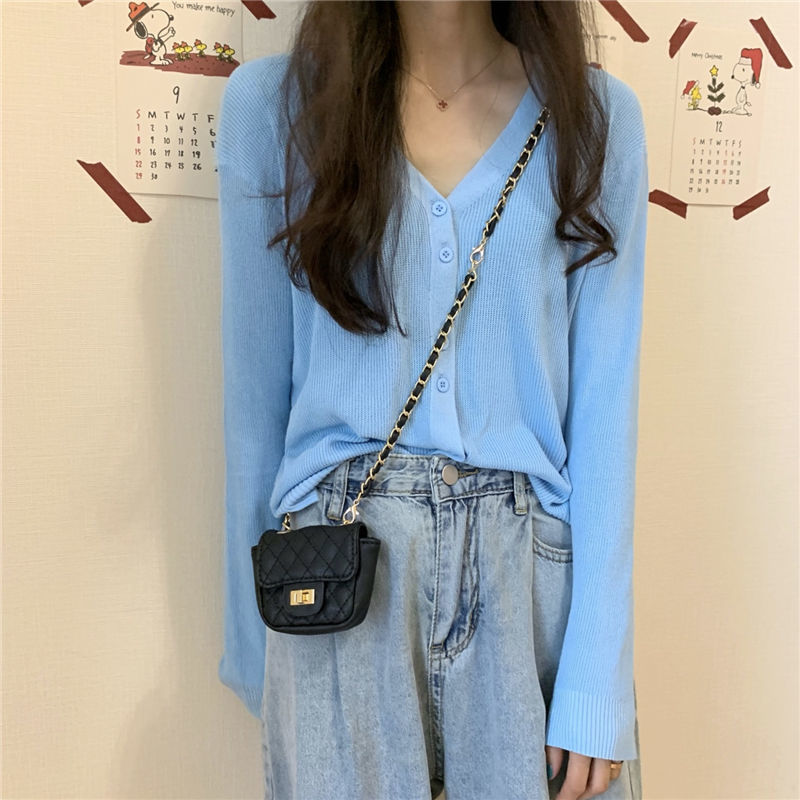 Áo khoác cardigan cổ chữ V tay dài thoải mái dành cho nữ