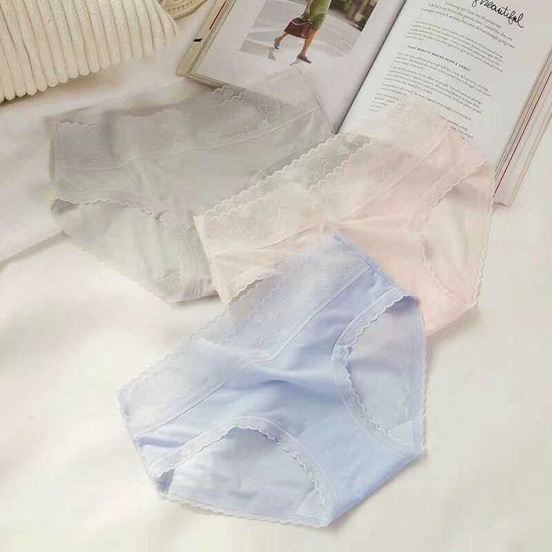 (Chọn màu) Quần lót su pha ren hình trái tim ngọt ngào MS1013