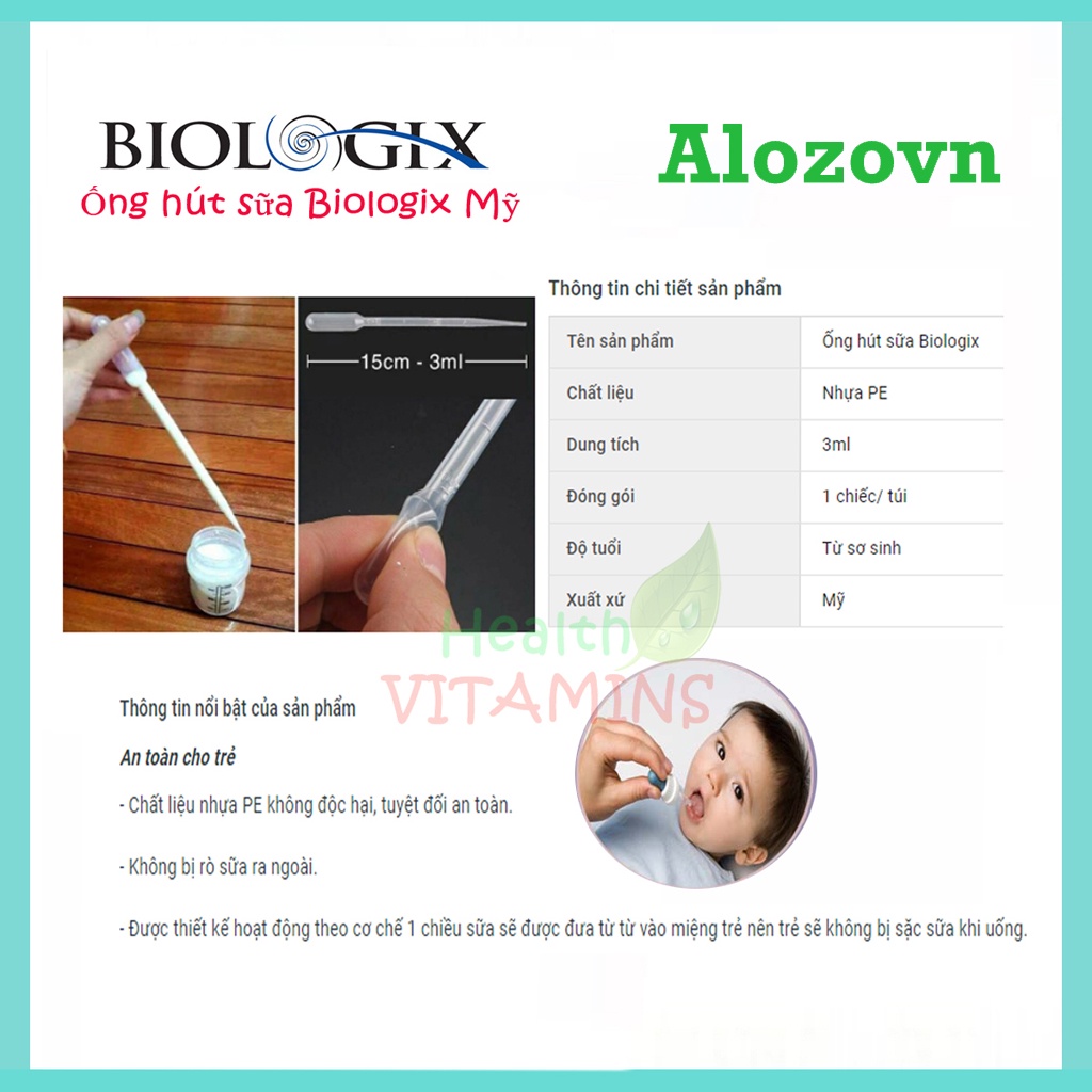Ống bón sữa bón thuốc cho bé Biologix Mỹ, 3ml
