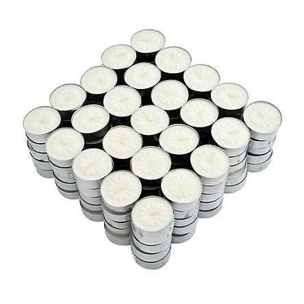 Nến Tealight Hoa Mai 100v/hộp Màu Trắng Vàng Đỏ - Ko Mùi Ko Khói