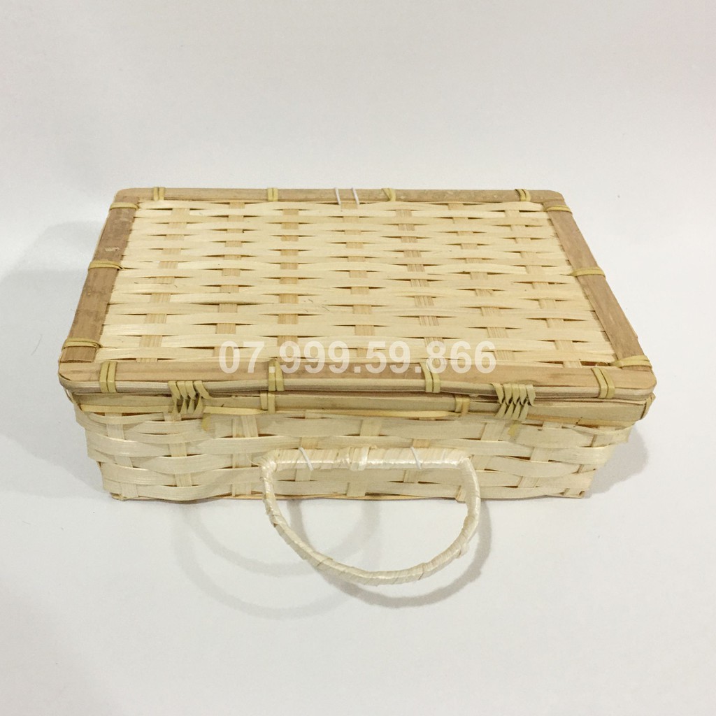 Hộp quà tết, hộp mây tre đan có tay cầm | BigBuy360 - bigbuy360.vn
