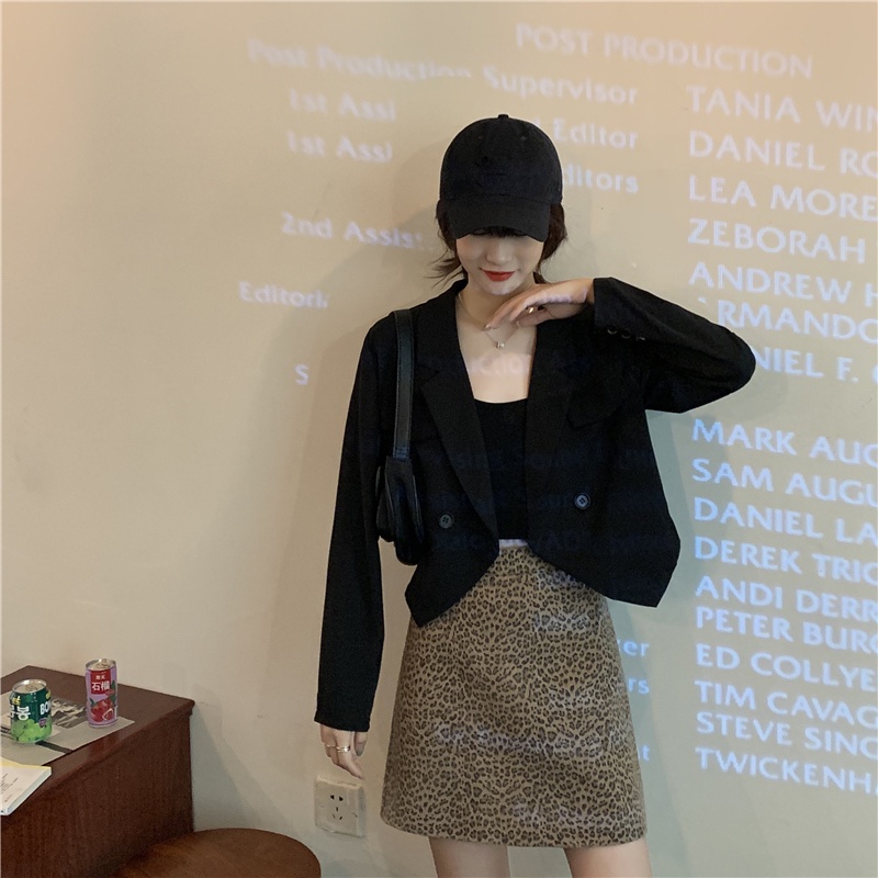 IELGY Áo Khoác Vest Tay Dài Dáng Ôm Ngắn Màu Trắng Thời Trang Cho Nữ