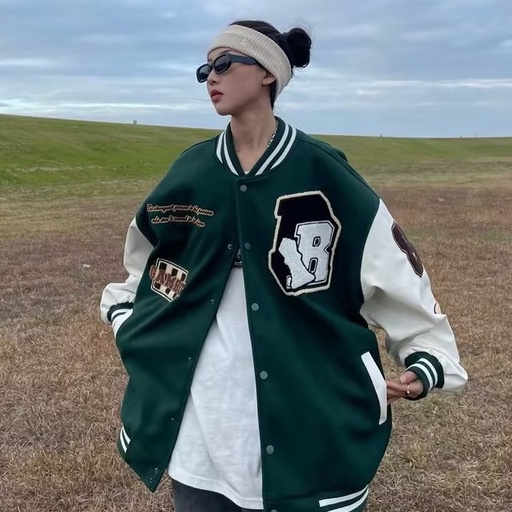 Áo khoác nam bóng chày thêu hình dáng rộng phong cách cổ điển thời trang đường phố cho nữ bigsize unisex áo khoác bóng chày