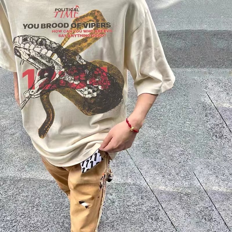 RRR123 alchemy python print short-sleeved high street sports casual loose round neck T-shirt couple with the same paragraph