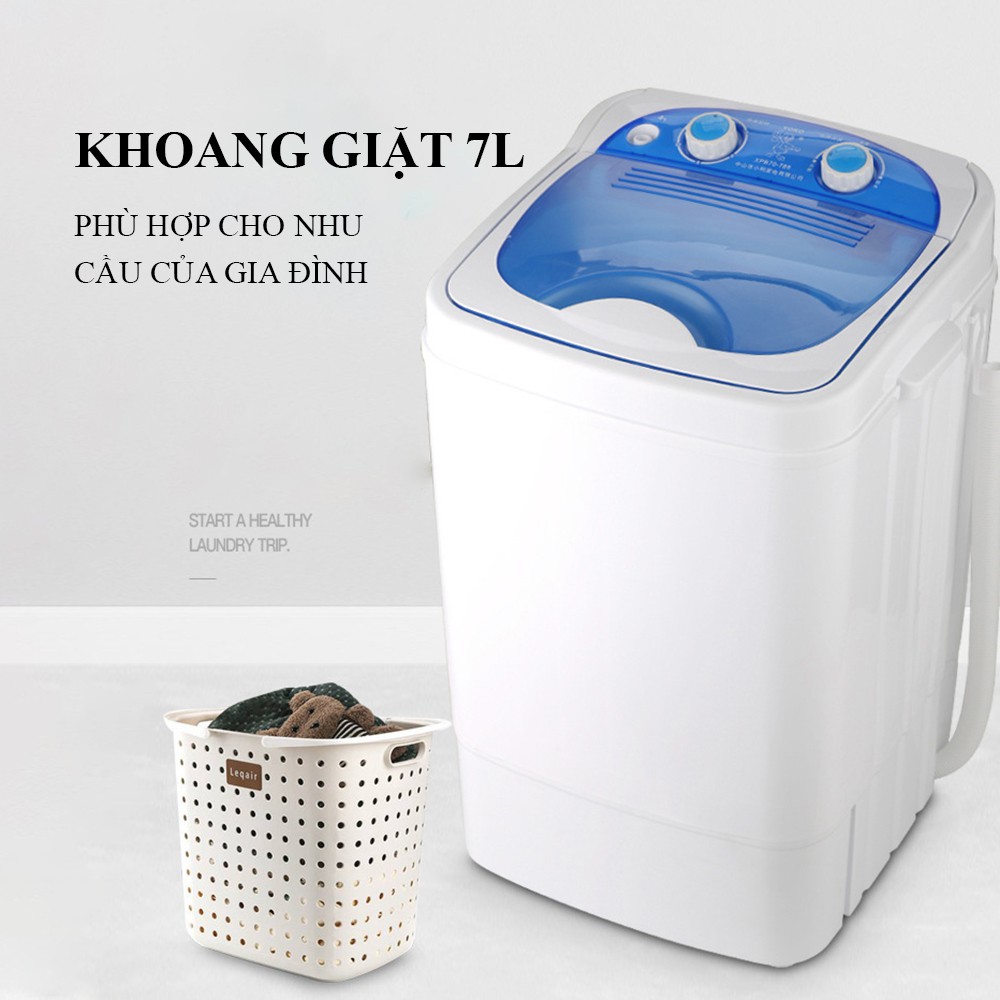 Máy giặt mini 7L công suất 300W thùng đơn nắp trên, động cơ mạnh mẽ không ồn, sạch,  tiết kiêm điện, nước