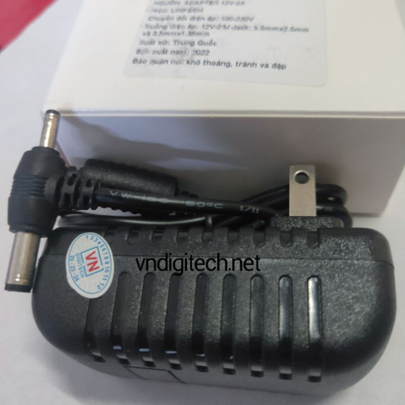 Cục nguồn adapter DC 5V,9V,12V 2A ra 2 đầu jack chân kim 3.5x1.35 và chân To 5.5x2.5. Adaptor tương thích đa thiết bị