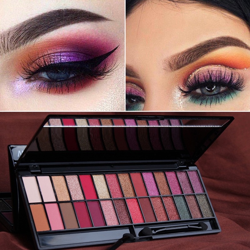 Bảng Phấn Mắt 28 Màu Sắc Chống Thấm Nước Lâu Trôi Kèm Cọ Trang Điểm