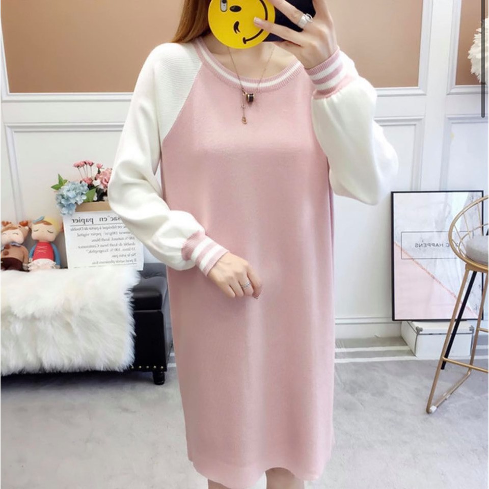 Đầm suông len tay geclang