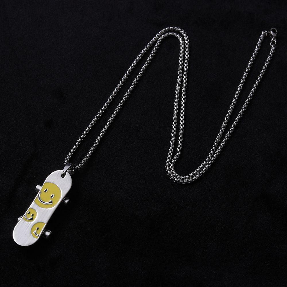 Vòng cổ Thép Titan Mặt Ván Trượt Phong Cách Hip Hop Đường Phố